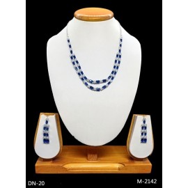 DN20BLRH Fancy Indian american diamond gold plated necklace jewelry set