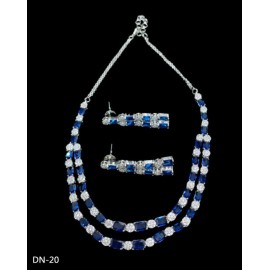 DN20BLRH Fancy Indian american diamond gold plated necklace jewelry set