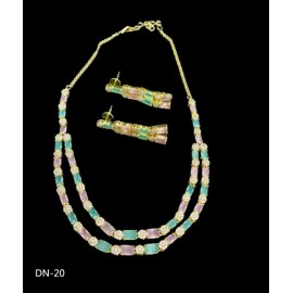 DN20MUGO(1) Fancy Indian american diamond gold plated necklace jewelry set