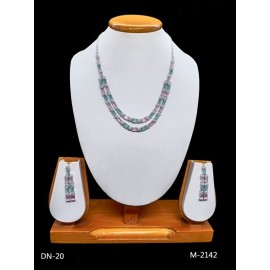 DN20MURH Fancy Indian american diamond gold plated necklace jewelry set