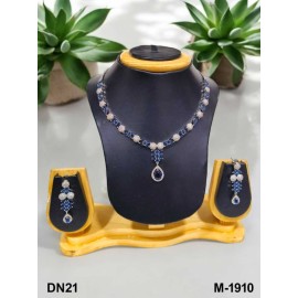 DN21BLRH Fancy Indian american diamond gold plated necklace jewelry set