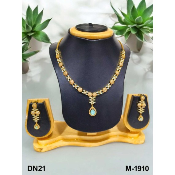 DN21MIGO Fancy Indian american diamond gold plated necklace jewelry set