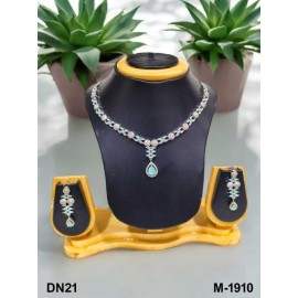 DN21MIRH Fancy Indian american diamond gold plated necklace jewelry set