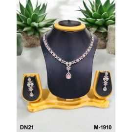 DN21PIRH Fancy Indian american diamond gold plated necklace jewelry set