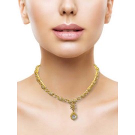 DN21WHGO Fancy Indian american diamond gold plated necklace jewelry set