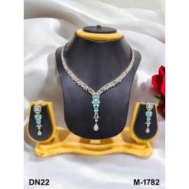 DN22MIRH Fancy Indian american diamond gold plated necklace jewelry set