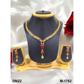 DN22REGO Fancy Indian american diamond gold plated necklace jewelry set