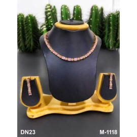 DN23PIRO Fancy Indian american diamond gold plated necklace jewelry set