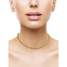 DN23WHGO Fancy Indian american diamond gold plated necklace jewelry set