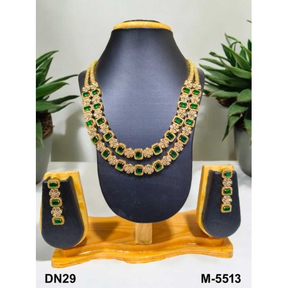 Wholesale New fashion design jewelry artificial american diamond gold plated Necklace earrings jewellery set DN29GRGO