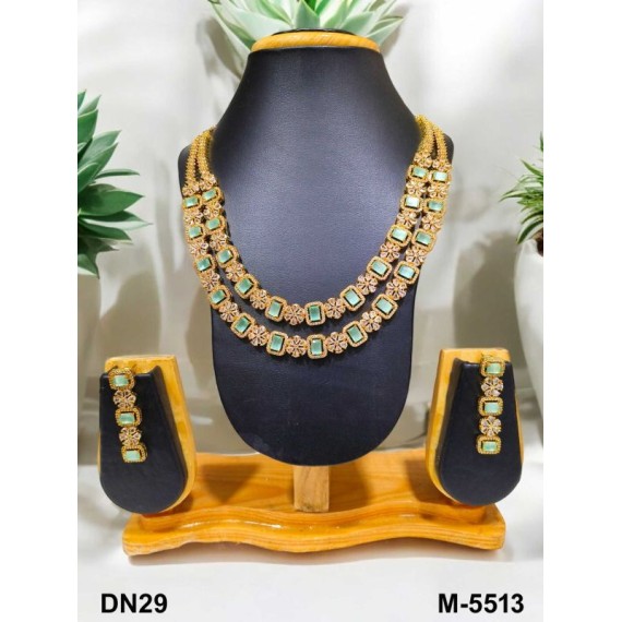 Wholesale New fashion design jewelry artificial american diamond gold plated Necklace earrings jewellery set DN29MIGO