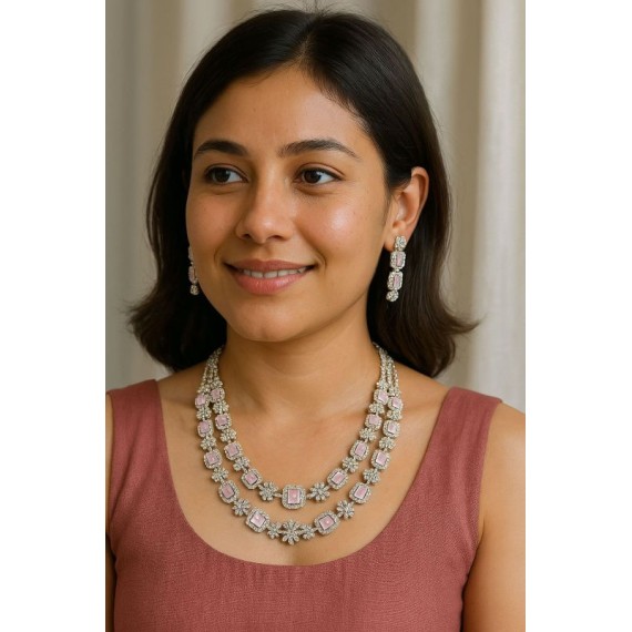 Wholesale New fashion design jewelry artificial american diamond gold plated Necklace earrings jewellery set DN29PIRH