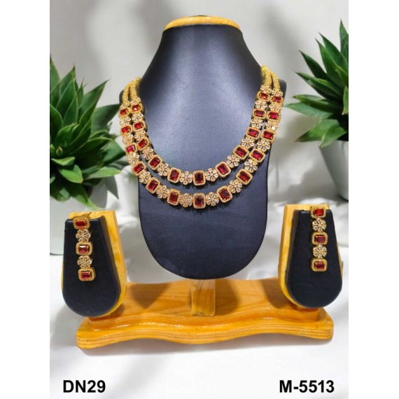 Wholesale New fashion design jewelry artificial american diamond gold plated Necklace earrings jewellery set DN29REGO