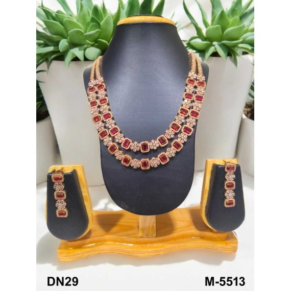 Wholesale New fashion design jewelry artificial american diamond gold plated Necklace earrings jewellery set DN29RERO