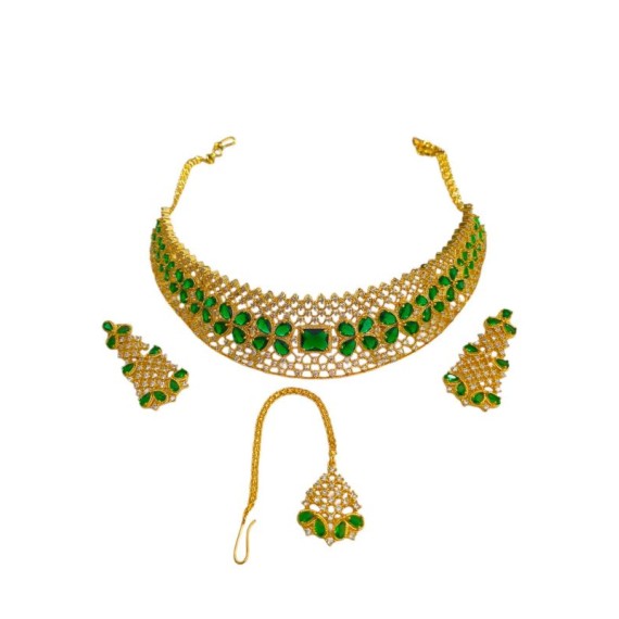 Choker Indian american diamond gold plated necklace jewelry set DN33GRGO