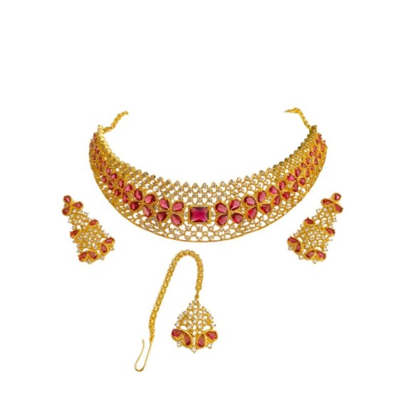 Choker Indian american diamond gold plated necklace jewelry set DN33REGO