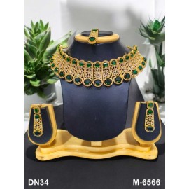 Choker Indian american diamond gold plated necklace jewelry set DN34GRGO