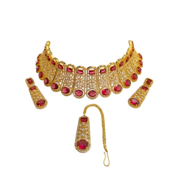 Choker Indian american diamond gold plated necklace jewelry set DN34REGO