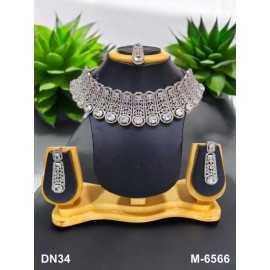 Choker Indian american diamond gold plated necklace jewelry set DN34WHRH