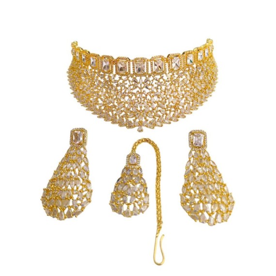 Gold Plated Muslim Wedding Jewelry Multi-Layer Necklace and Earrings 4 Pieces Bridal Jewelry Set Banquet Party Accessories DN36WHGO