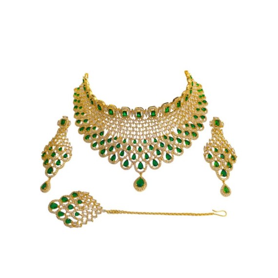 Indian Fashion Jewellery Plated Forming Necklace Set for Womens Ethnic Hook Gold Brass Women's Alloy New Design Indian DN39GRGO