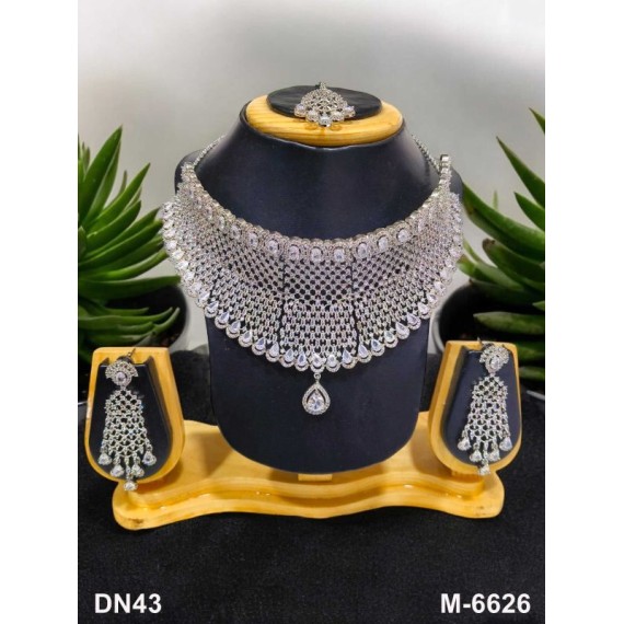 Female bride factory direct sales jewelry sets Wedding jewellery hot Selling elegant beautiful zircon necklace and earring sets DN43WHRH