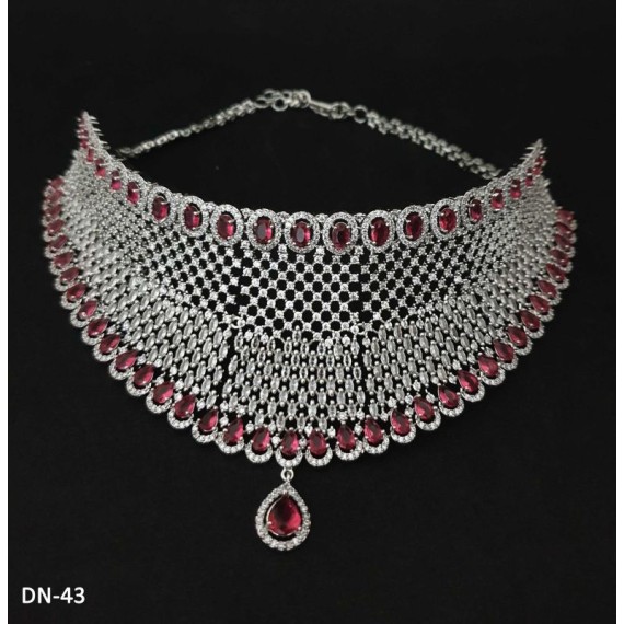 DN43RERH Female bride factory direct sales jewelry sets kundan jewellery hot Selling elegant beautiful zircon necklace and earring sets