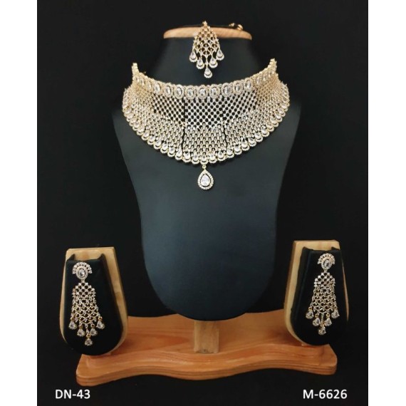 DN43WHGO Female bride factory direct sales jewelry sets kundan jewellery hot Selling elegant beautiful zircon necklace and earring sets