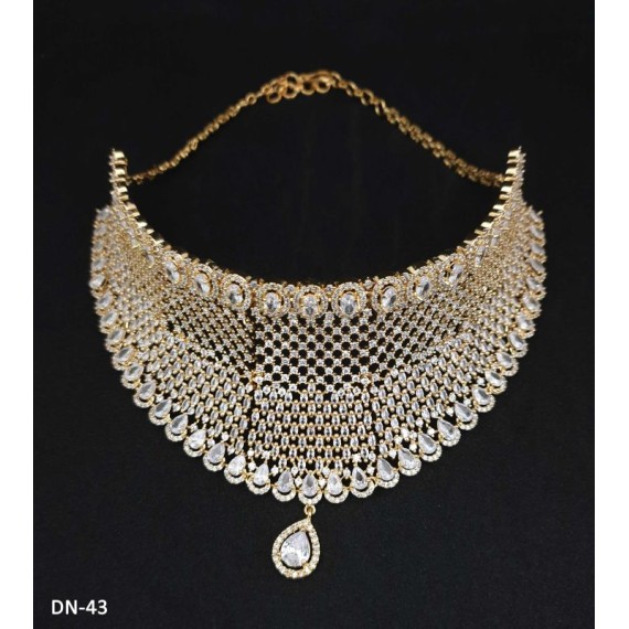 DN43WHGO Female bride factory direct sales jewelry sets kundan jewellery hot Selling elegant beautiful zircon necklace and earring sets