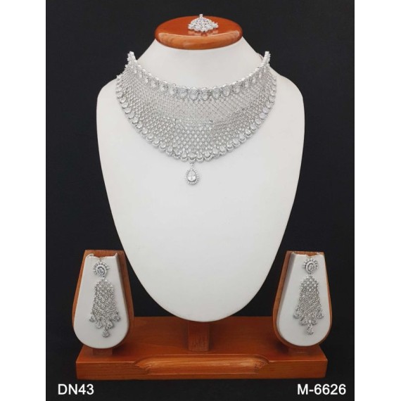 DN43WHRH Female bride factory direct sales jewelry sets kundan jewellery hot Selling elegant beautiful zircon necklace and earring sets