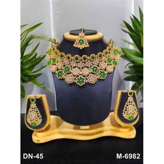 Necklace and earring sets Elegant beautiful zircon female bride factory direct sales jewelry sets jewellery hot Selling DN45GRGO