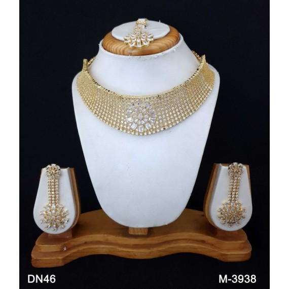 DN46WHGO Necklace and earring sets Elegant beautiful zircon female bride factory direct sales jewelry sets jewellery hot Selling