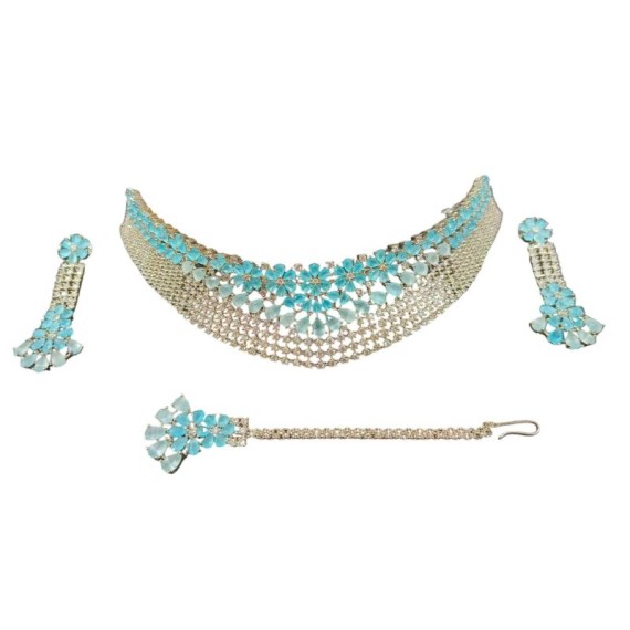 Indian Bridal Jewelry Online USA Beautiful zircon female bride hot Selling Necklace and earring sets Elegant DN47AQRH