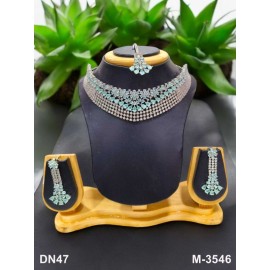 Indian Bridal Jewelry Online USA Beautiful zircon female bride hot Selling Necklace and earring sets Elegant DN47MIRH