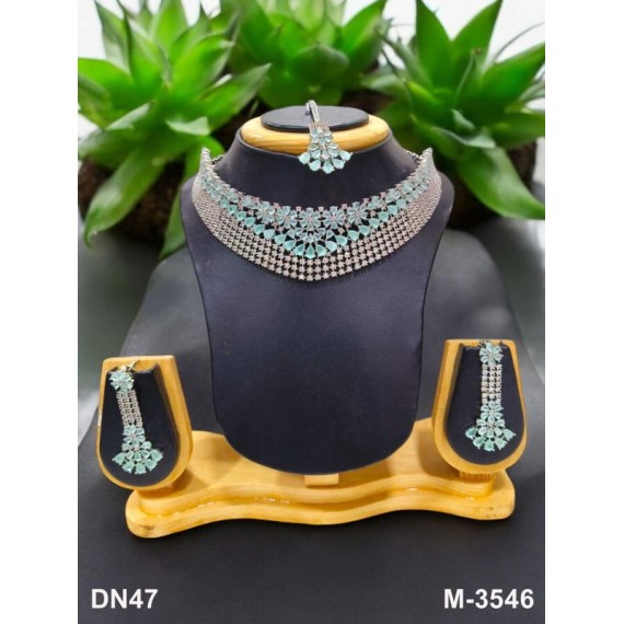 Indian Bridal Jewelry Online USA Beautiful zircon female bride hot Selling Necklace and earring sets Elegant DN47MIRH