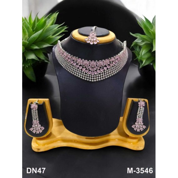 Indian Bridal Jewelry Online USA Beautiful zircon female bride hot Selling Necklace and earring sets Elegant DN47PIRH