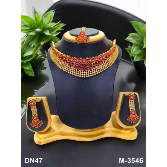 Indian Bridal Jewelry Online USA Beautiful zircon female bride hot Selling Necklace and earring sets Elegant DN47REGO