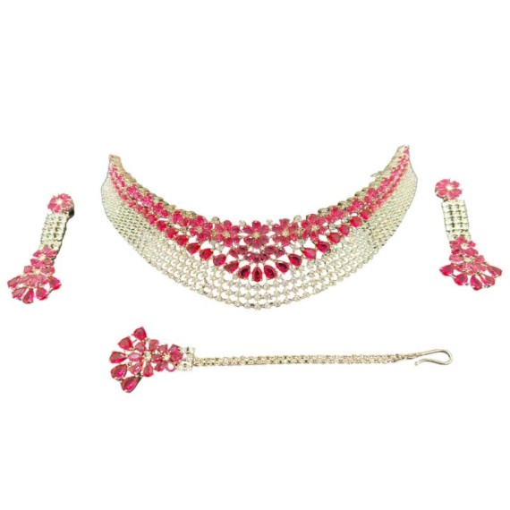 Indian Bridal Jewelry Online USA Beautiful zircon female bride hot Selling Necklace and earring sets Elegant DN47RERH