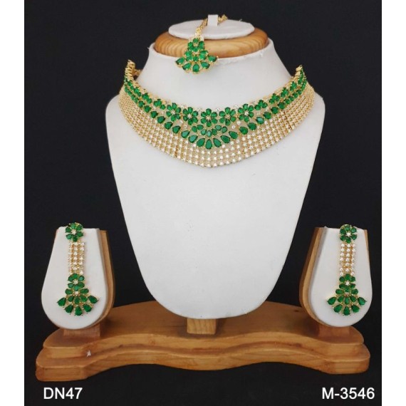 DN47GRGO Beautiful zircon female bride factory direct sales jewelry sets jewellery hot Selling Necklace and earring sets Elegant