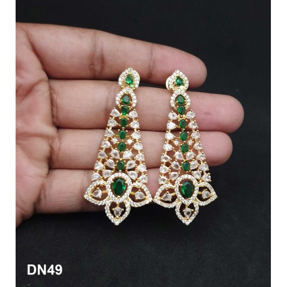 DN49GRGO Fashion jewellery wholesale online Women's trendy new style American Diamond Gold Plated Choker Set with Maang Tikka