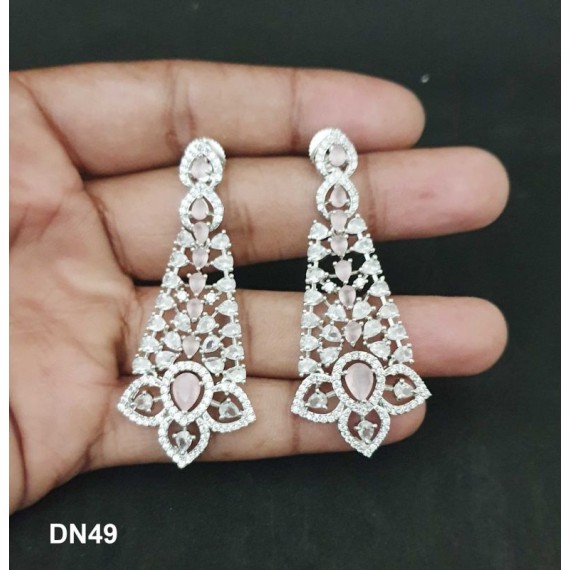 DN49PIRH Fashion jewellery wholesale online Women's trendy new style American Diamond Gold Plated Choker Set with Maang Tikka