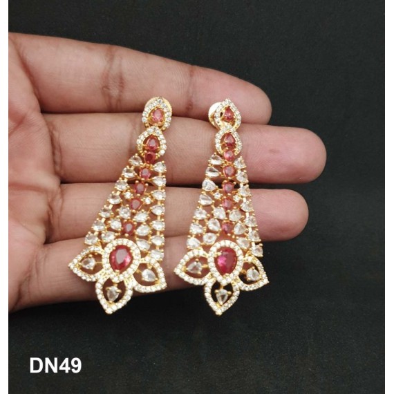 DN49REGO Fashion jewellery wholesale online Women's trendy new style American Diamond Gold Plated Choker Set with Maang Tikka