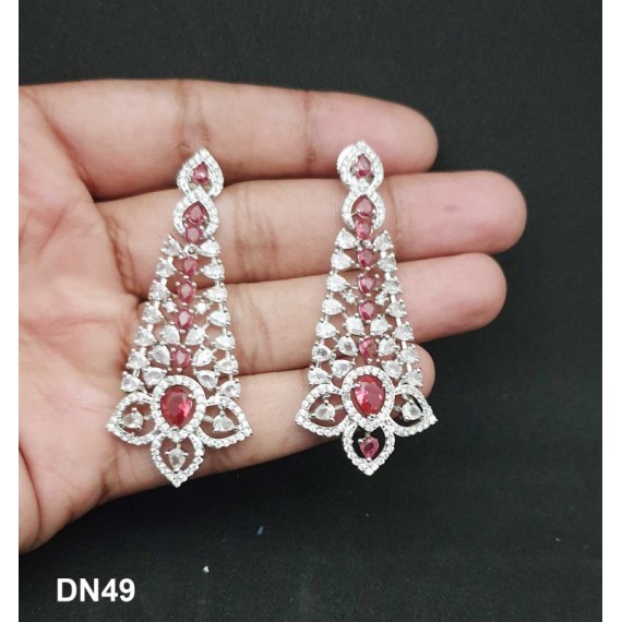 DN49RERH Fashion jewellery wholesale online Women's trendy new style American Diamond Gold Plated Choker Set with Maang Tikka