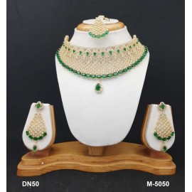 DN50GRGO Fashion jewellery wholesale online Amazing Multi Color Stone Beautiful Indian Artificial Jewelry Best Gift For Her Personalized Gifts Bohemian Necklace set maangtikka