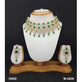 DN52GRGO Bridal Party Neckless Set Wedding Women Cz Set New Design Indian Bollywood