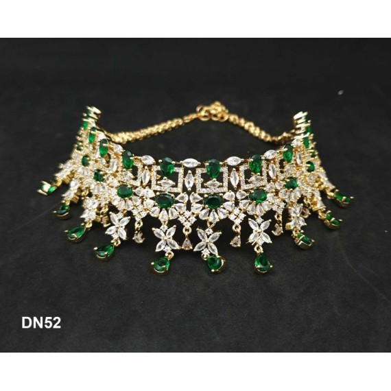 DN52GRGO Bridal Party Neckless Set Wedding Women Cz Set New Design Indian Bollywood