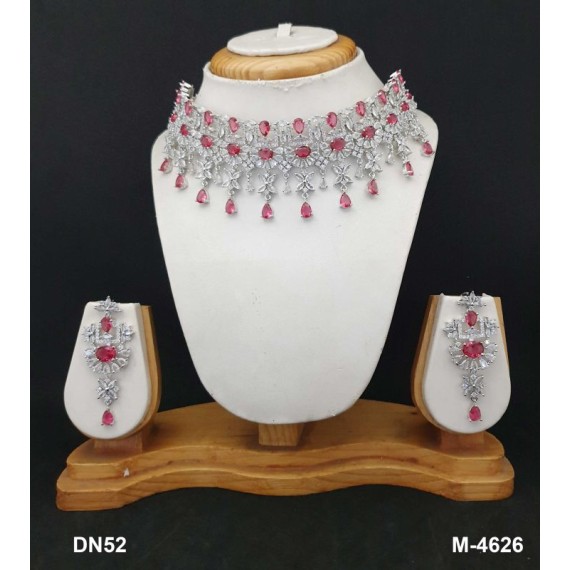 DN52RERH Bridal Party Neckless Set Wedding Women Cz Set New Design Indian Bollywood