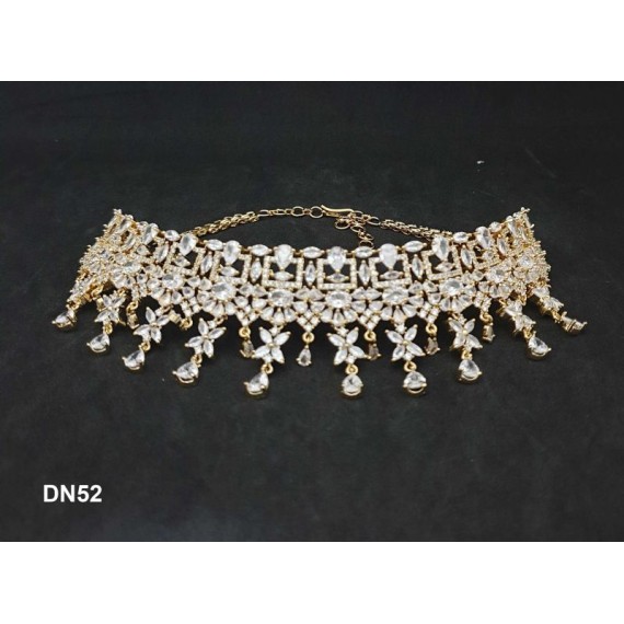 DN52WHGO Bridal Party Neckless Set Wedding Women Cz Set New Design Indian Bollywood