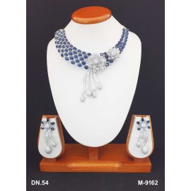 DN54BLRH Necklace Set Bollywood Indian AD CZ Bridal Party Jewellery Set Wedding Women