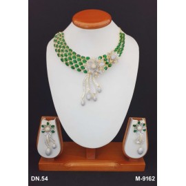 DN54GRGO Necklace Set Bollywood Indian AD CZ Bridal Party Jewellery Set Wedding Women